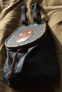 leather purse with metal frame
